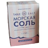 Соль морская "Крымская царская соль" пищевая садочная, первый сорт мелкий кристалл 800г фото