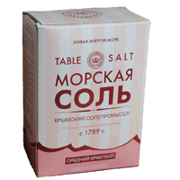 Соль морская "Крымская царская соль" пищевая садочная, первый сорт средний кристалл 800г фото