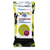 Салфетки "Cleanberry" Зеленый чай влажные антибактериальные фото