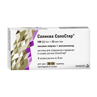 Соликва СолоСтар раствор для инъекций 100ЕД/мл+33мкг/мл 3мл фото