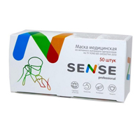 Маска медицинская "Sense Professional" трехслойная на резинках фото