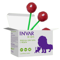 Леденцы "Invar Kids" для горла с мёдом со вкусом малины массой 10г фото