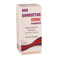 Бимоптик Плюс капли глазные 0,3мг/мл+5мг/мл 3мл фото