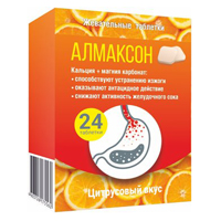 Кальция и магния карбонат &quot;Алмаксон&quot; Цитрусовый вкус жевательные таблетки массой 1000мг фото