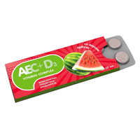Аскорбиновая кислота 25 c витаминами &quot;АЕС + D3 Vitamin Complex&quot; жевательные таблетки со вкусом арбуза массой 770мг фото