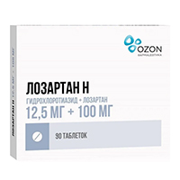 Лозартан Н таблетки 12.5мг+100мг фото