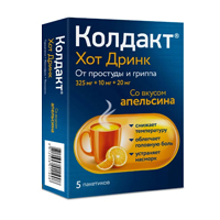 Колдакт Хот Дринк порошок со вкусом апельсина 325мг+10мг+20мг 10г фото