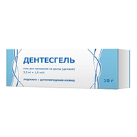 Дентесгель гель 3,3мг+1мг/г 10г фото