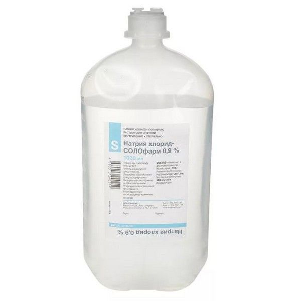 Натрия хлорид-СОЛОфарм раствор для инъекций 0,9% 1000мл фото