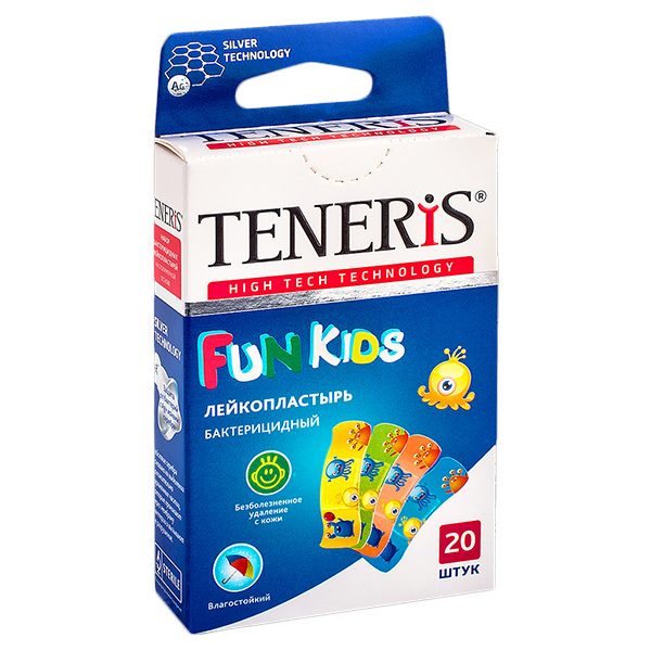 Teneris пластырь Fun Kids бактерицидный с рисунками 56х19мм фото