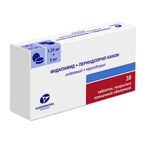 Индапамид+Периндоприл Канон таблетки 1,25мг+5мг фото
