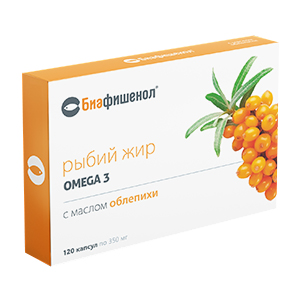 Биафишенол &quot;Рыбий жир с маслом облепихи&quot; капсулы 0,35г фото