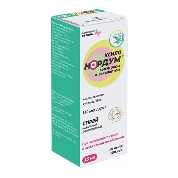 Ксило Нордум с ментолом и эвкалиптом спрей 140мкг/доза 15мл фото