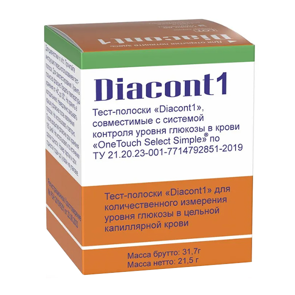 Тест-полоски &quot;Diacont 1&quot; (совместимые с OneTouch Select Simple) фото