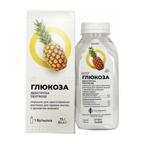 Глюкоза порошок (для глюкозотолерантного теста) с ароматом ананаса 75г/84,4г фото
