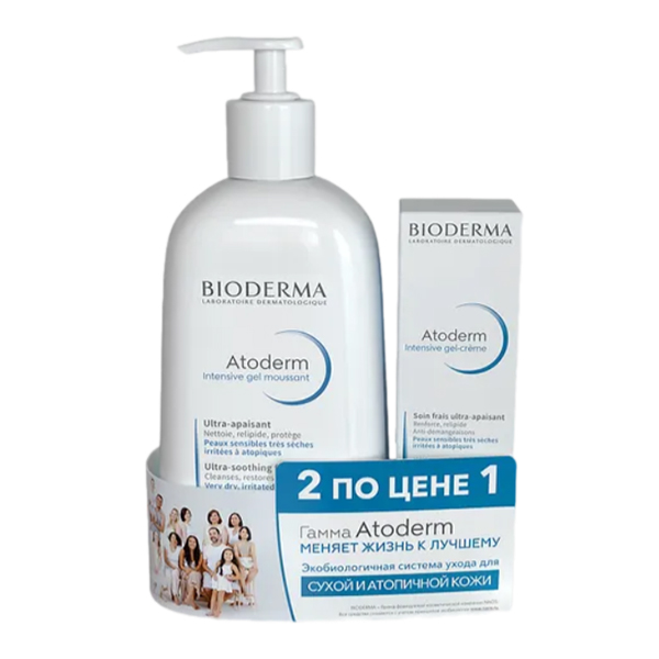 Bioderma "Atoderm" набор Интенсив гель-крем 75мл+ гель 500мл фото