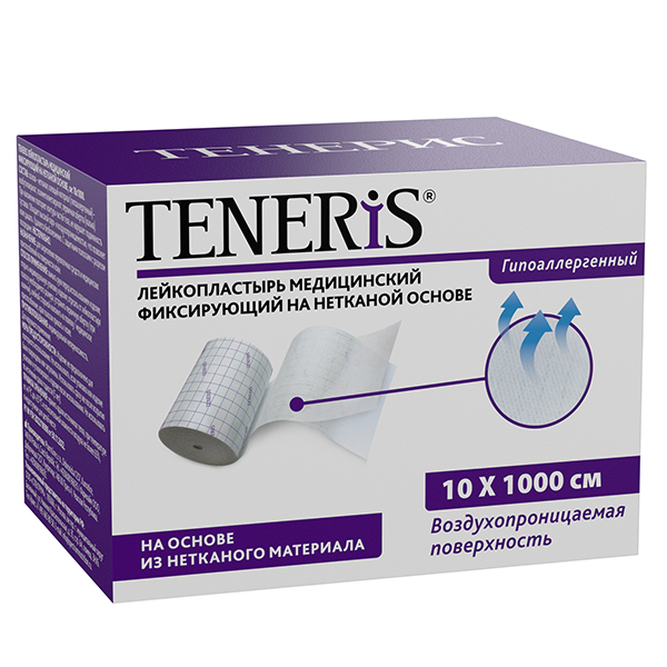 Teneris пластырь фиксирующий на нетканой основе 10х1000см фото