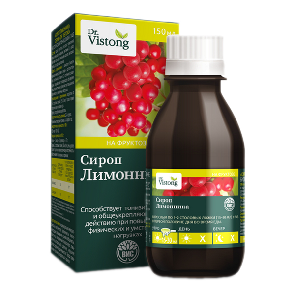 Dr.Vistong &quot;Сироп Лимонника&quot; сироп на фруктозе 150мл фото