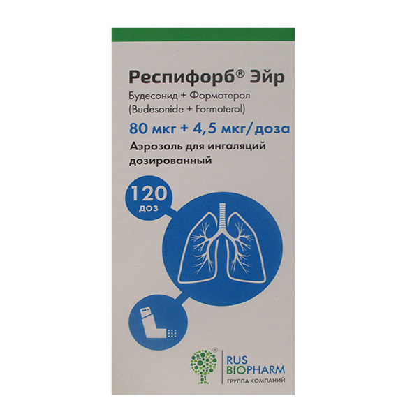 Респифорб Эйр аэрозоль 80мкг+4,5мкг/доза (120 доз) фото