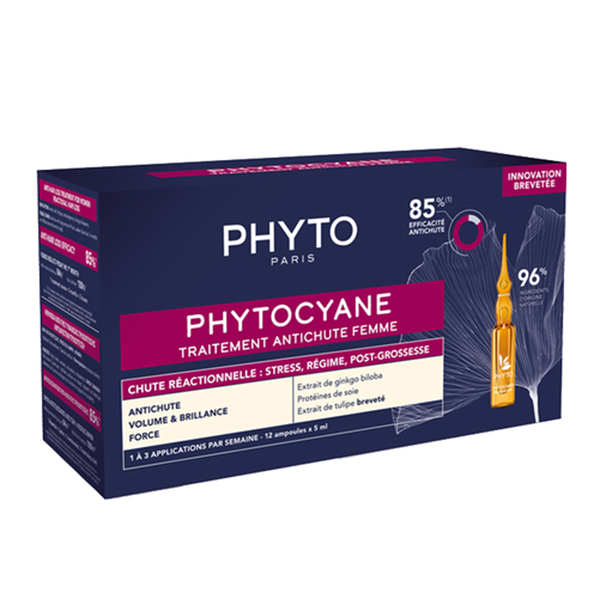 Phyto "Phytocyane" сыворотка при реакционном выпадении волос для женщин 5мл фото