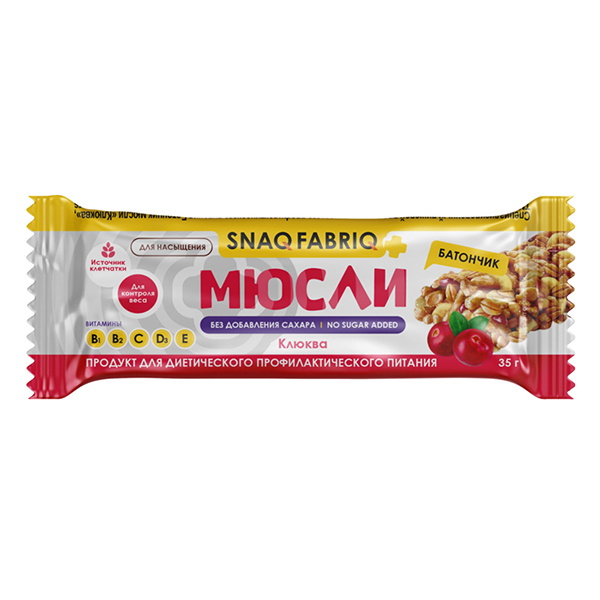 Snaq Fabriq батончик мюсли Клюква 35г фото